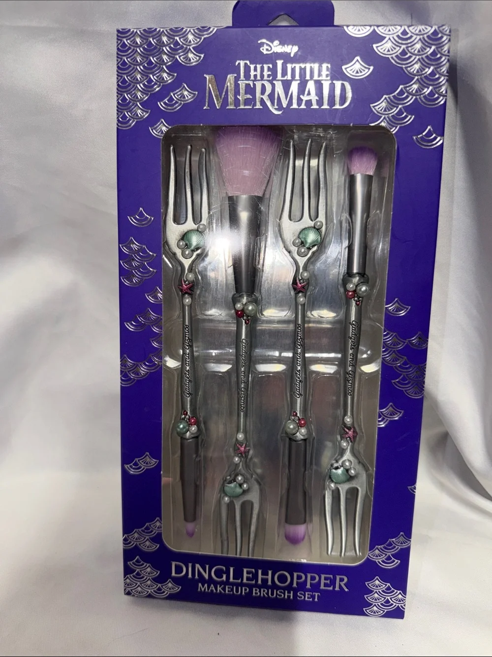 Disney The Little Mermaid Dinglehopper Makeup Brush Set - Purple, Silver, Teal